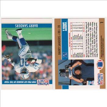 Barry Sanders 1990 Pro Set White Border Double Front Error + Blank Front Error Card Pair