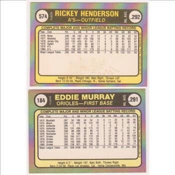 1981 Fleer Rickey Henderson #574 + Eddie Murray #184 Card Pair