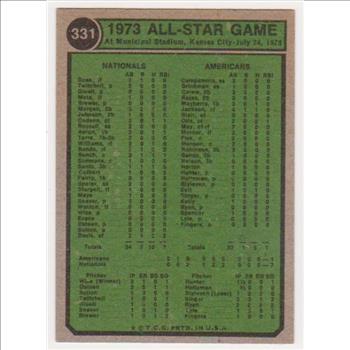 1974 Topps Carlton Fisk/Johnny Bench #331 Card - HOF'ers