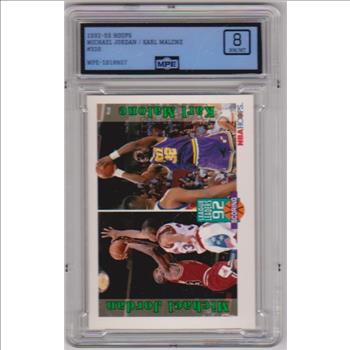 Graded MPE NM/MT 8 - Michael Jordan/Karl Malone 1992-93 Hoops #320 Card