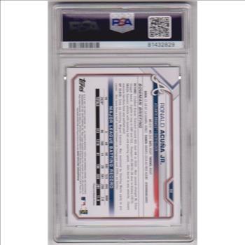 Graded PSA Mint 9 - Ronald Acuna Jr. 2021 Bowman #62 Card