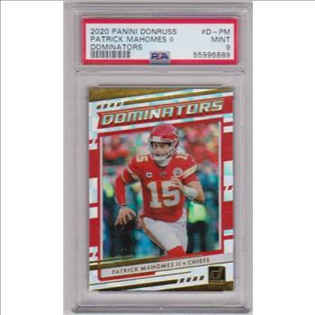 Graded PSA Mint 9 - Patrick Mahomes 2020 Donruss Dominators #D-PM Insert Card