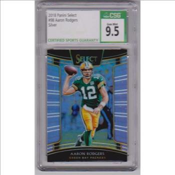 Graded CSG Gem Mint 9.5 - Aaron Rodgers 2018 Panini Select Silver #98 Insert Card