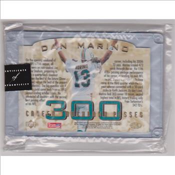 1994 Upper Deck Authenticated Dan Marino 300 Touchdown Passes 3.5x5 C-Card