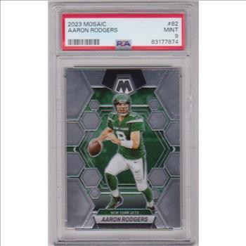 Graded PSA Mint 9 - Aaron Rodgers 2023 Panini Mosaic #82 Card