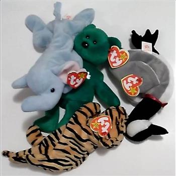 4 Different Ty Beanie Babies - 1995-1998 - w/ Erin The Bear + More