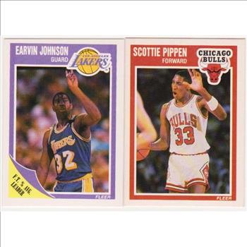 1989-90 Fleer Magic Johnson #77 + Scottie Pippen #23 Card Pair - HOF'ers