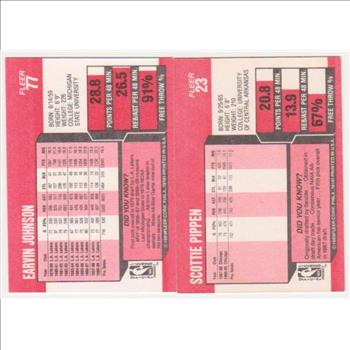 1989-90 Fleer Magic Johnson #77 + Scottie Pippen #23 Card Pair - HOF'ers