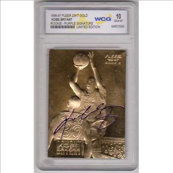 Rookie Graded Gem Mint 10 - Kobe Bryant 1996-97 Fleer w/ Purple Signature 23 Kt Gold Card