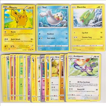 25 Different Pokemon Trading Cards w/ Pikachu + More