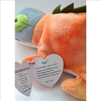 1997 Ty Beanie Baby Rainbow The Chameleon - With Iggy Error Tags