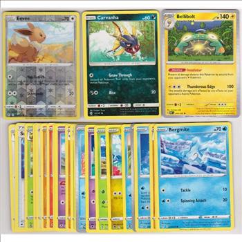 25 Different Pokemon Trading Cards w/ Eevee REVERSE HOLO + More