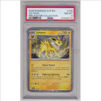 Graded PSA NM-MT 8 - Jolteon 2025 Pokemon SVP EN Pre Poster Collection #169 Card