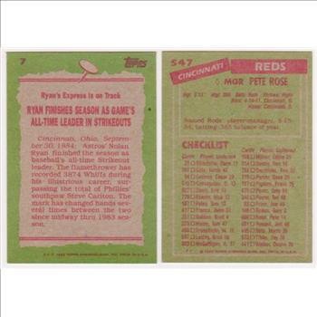 1985 Topps Nolan Ryan #7 + Pete Rose #547 Card Pair