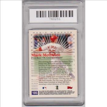 Graded Mint 9 - Mark McGwire 2000 Topps Opening Day #105 Card