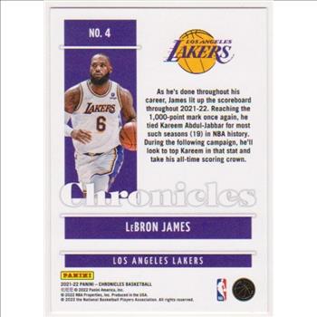 Lebron James 2021-22 Panini Chronicles #4 Card