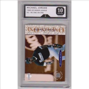Graded Sigma Gem Mint 10 - Michael Jordan 1995 Upper Deck Minor League One On One #2 Insert Card