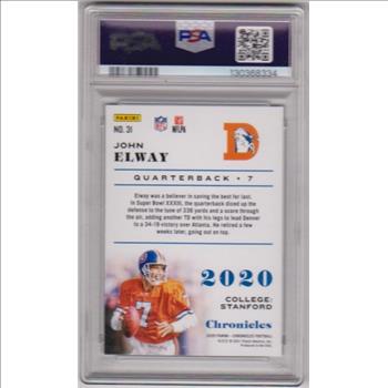 Graded PSA Gem Mint 10 - John Elway 2020 Panini Chronicles #31 Card