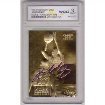 Rookie Graded Gem Mint 10 - Kobe Bryant 1996-97 Fleer w/ Purple Signature 23 Kt Gold Card