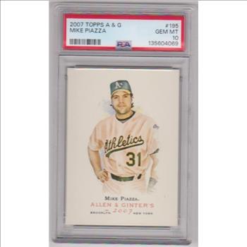 Graded PSA Gem Mint 10 - Mike Piazza 2007 Topps Allen & Ginter's #195 Card