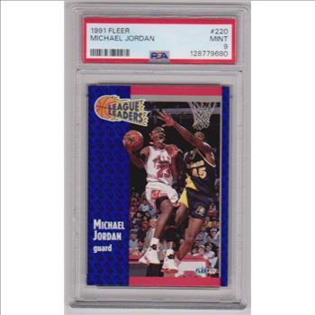 Graded PSA Mint 9 - Michael Jordan 1991-92 Fleer #220 Card