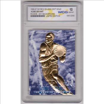 Rookie Graded Gem Mint 10 - Kobe Bryant 1996-97 Skybox EX-2000 Sky Background 23 Kt Gold Card