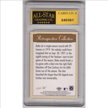 Graded 9 - Babe Ruth 2001 Fleer Retrospection Collection #1 Card
