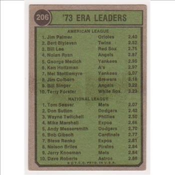 1974 Topps Jim Palmer/Tom Seaver #206 Card - HOF'ers