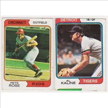 1974 Topps Pete Rose #300 + Al Kaline #215 Card Pair