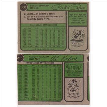 1974 Topps Pete Rose #300 + Al Kaline #215 Card Pair