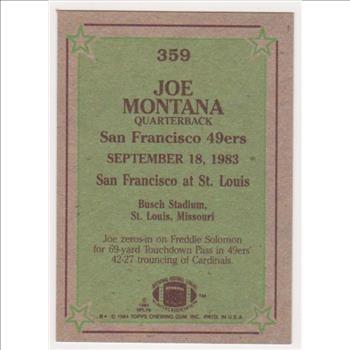 1984 Topps Joe Montana #359 Card - HOF'er