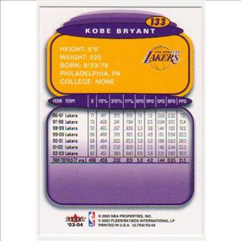 Kobe Bryant 2003-04 Fleer Ultra #133 Card