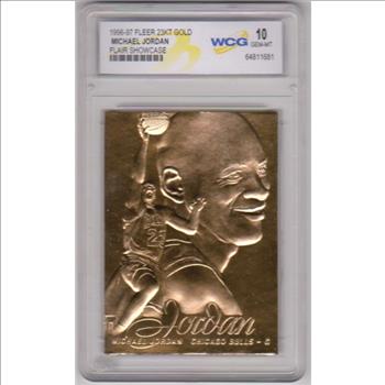 Graded Gem Mint 10 - Michael Jordan 1996-97 Fleer Flair Showcase 23 Kt Gold Card