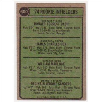 1974 Topps Bill Madlock #600 Rookie Card