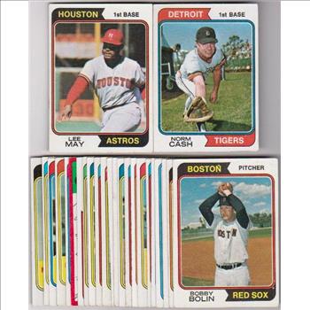 25 Different 1974 Topps Baseball Cards - Norm Cash + More