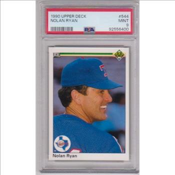 Graded PSA Mint 9 - Nolan Ryan 1990 Upper Deck #544 Card