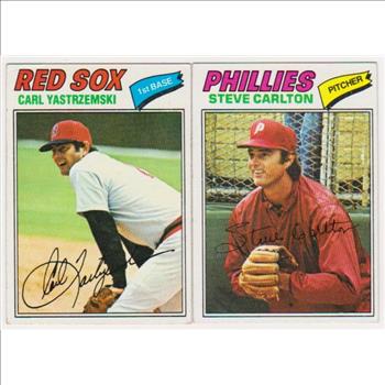 1977 Topps Carl Yastrzemski #480 + Steve Carlton #110 Card Pair - HOF'ers