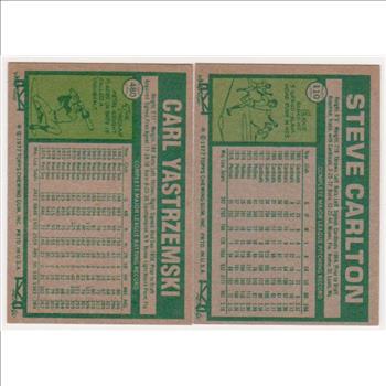 1977 Topps Carl Yastrzemski #480 + Steve Carlton #110 Card Pair - HOF'ers