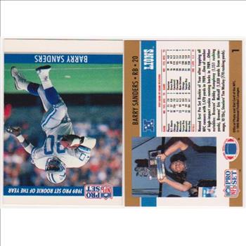 Barry Sanders 1990 Pro Set White Border Double Front Error + Blank Front Error Card Pair