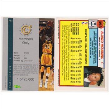 Rookies - Shaquille O'Neal 1992 Classic 4-Sport C3 #PR1 Promo + Alonzo Mourning 1992-93 Topps #393 Cards