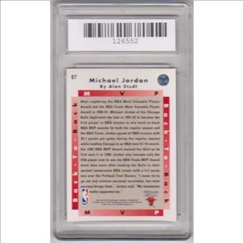 Graded Mint 9 - Michael Jordan 1992-93 Upper Deck Back To Back MVP #67 Card