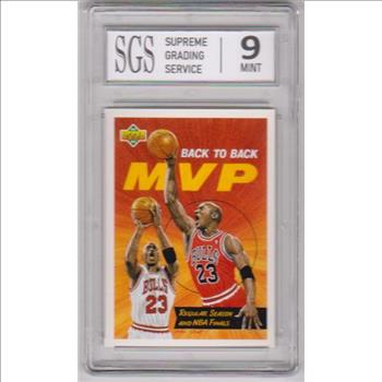 Graded Mint 9 - Michael Jordan 1992-93 Upper Deck Back To Back MVP #67 Card