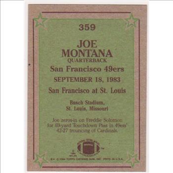 1984 Topps Joe Montana #359 Card - HOF'er