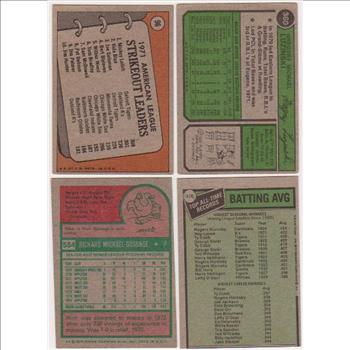 4 Different 1970's Topps Baseball Star/Hall Of Famer Cards w/ Rogers Hornsby/Ty Cobb + More