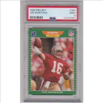 Graded PSA Mint 9 - Joe Montana 1989 Pro Set #381 Card