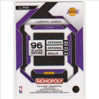 Lebron James 2023-24 Panini Prizm Monopoly #PS9 Card