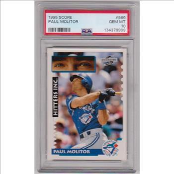 Graded PSA Gem Mint 10 - Paul Molitor 1995 Score #566 Card
