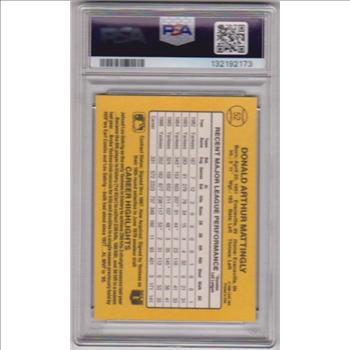 Graded PSA Mint 9 - Don Mattingly 1987 Donruss #52 Card