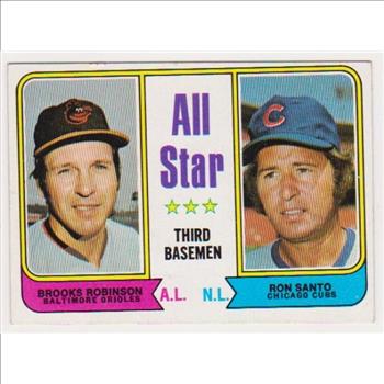 1974 Topps Brooks Robinson + Ron Santo #334 Card - HOF'ers