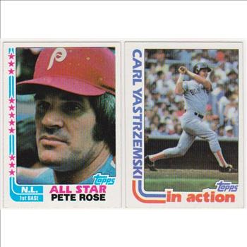 1982 Topps Pete Rose #337 + Carl Yastrzemski #651 Card Pair 